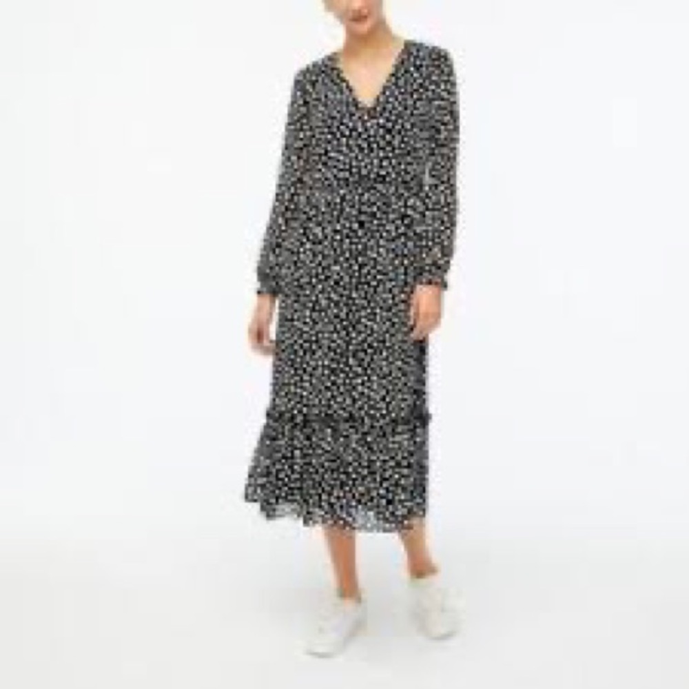 J. Crew long sleeve polka dot flowy dress